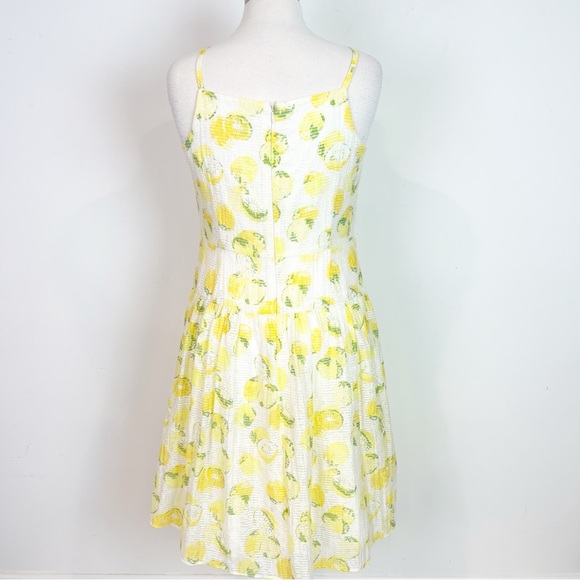 ANN TAYLOR PETITE LEMON DROP SUNDRESS YELLOW WHITE SLEEVELESS DRESS WOMENS 8P - Picture 4 of 8